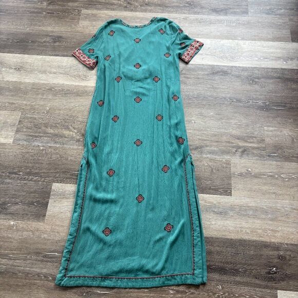 Sundance Tropical Dreams Maxi Dress Blue Red Embroidered Boho size medium - Picture 3 of 15